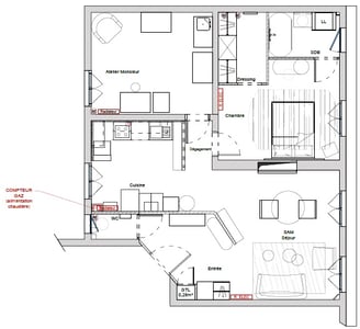 2D plan in autocad 3 room apartment / plan 2D sous autocad appartement 3 pièces