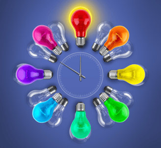 colorful light bulb clock