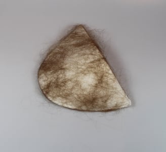Jennifer Mae Wood, The Third Shift, Women's shoulder pad, hair, needle, 6x4x6, 2016,