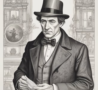 A person with braided hair is intently reading a book titled 'Sherlock Holmes Returns.' They are wearing a grey dress and a light-colored, patterned shirt. The focus is on the book and the reader, with a plain, gradient background adding a simple backdrop to the scene.