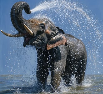 Indische olifant wast zich