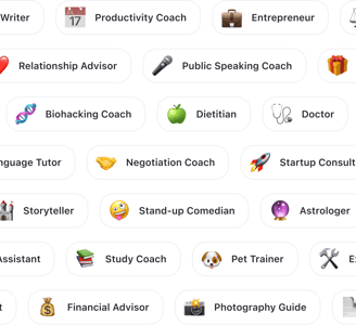 Grid of AI expert roles each paired with a unique emoji.