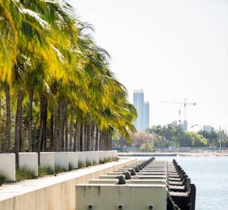 miami seawall waterfront with water