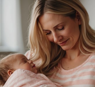 a woman holding a baby in her arms