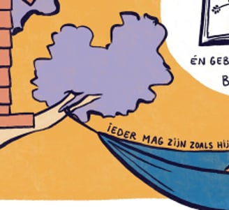 Een tekening van een ideale wereld. Getekend door Ineke Neutelings van Inktvisie na een interview.