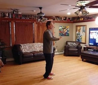 Johnny teaching Tai Chi for Health on Zoom from home.