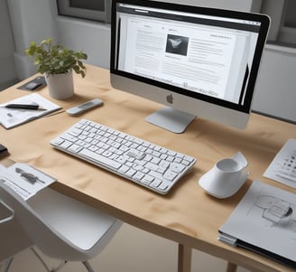 A laptop computer with a website displayed on the screen featuring the text 'Exceptional Web Application design & development'. The laptop is on a dark surface, and the website has a clean and modern design with a light background and colorful text elements.