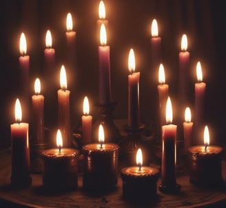 sitting buddha beside pillar candles