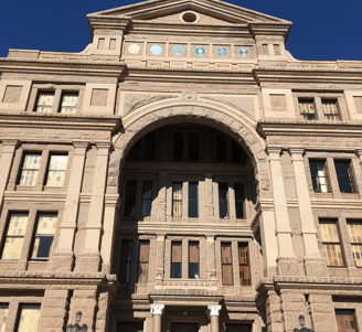A view of the South entrance to the Texas State Capitol.