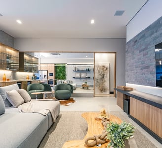 Sala de estar planejada em maringá é na wood look, . Moveis planejados em maringá é na Wood Look, parceria com os arquitetos