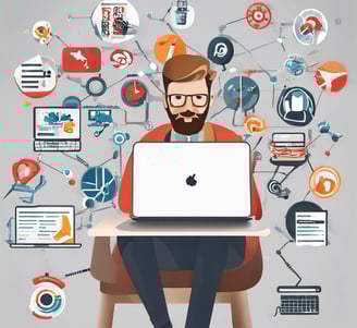 a man standing in front of a wall of fish