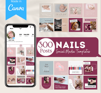 300 Nails Posts - Social Media Canva Templates