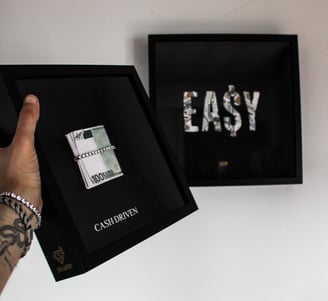 luxury black frames with money and motivational quotes