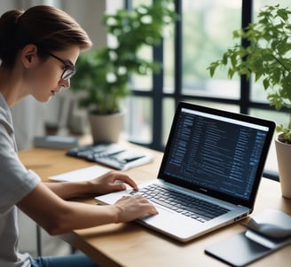 A laptop displaying a website design with the phrase 'Build your dream website.' next to a minimalistic building image. The scene also includes a modern mug and a smartphone placed on a wooden desk.