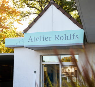 Das Logo von Atelier Rohlfs, Außenansicht Vom Bilderrahmen Geschäft