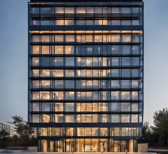 a tall white building with balconies and windows