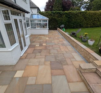 New patio in indian sandstone with resin