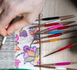 Pashmina kani shawl weaving in kashmir.
