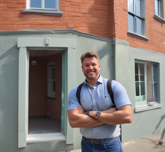 A supermarket aisle filled with various cleaning products, organized neatly on shelves. Promotional sale tags are visible on many items, indicating discounted prices. A promotional stand-up banner on the left features a smiling woman holding clean laundry, with a slogan in Hindi.