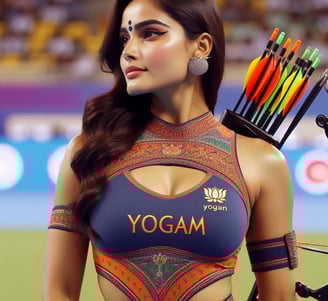 a woman in a bikinisuit with arrows and arrows