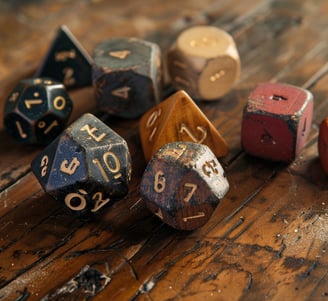 dice on a wooden table