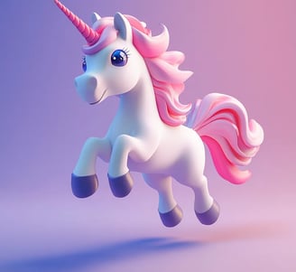 D3 schattige unicorn in roze en paars
