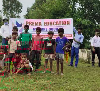 a group of children helping in tree plantation drive