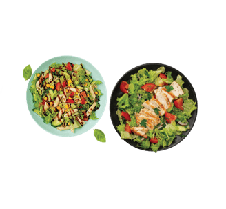 Get the nonveg salads with some green veggies, high in protein and fiber.