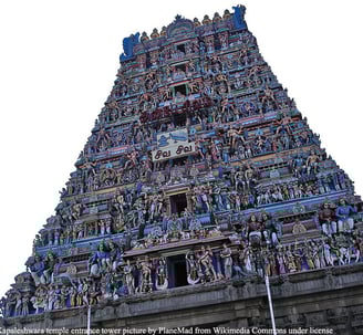 Colourful gopuram - dravidian