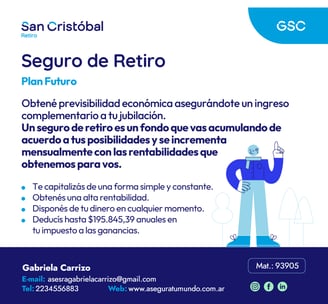 San cristobal Retiro-Mejor seguro de retiro en Argentina