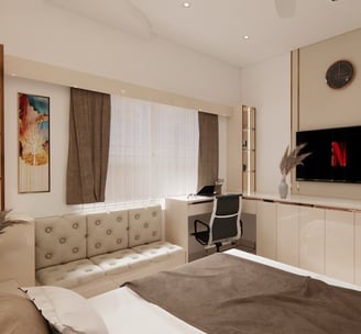 In suite mini fridge and sitting area
