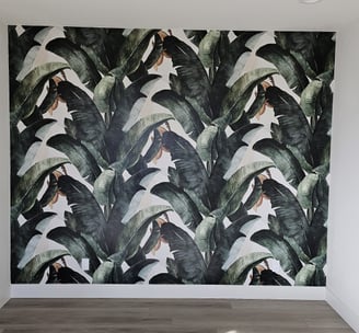 Wallpaper installation on accent wall in Scottsdale home
