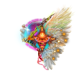a colorful bird with a colorful feathered headdress