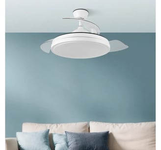a modern ceiling fan with a white ceiling fan