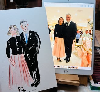 Wedding guest portrait, wedding painter 