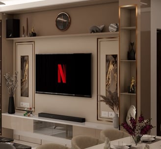 Cast or Airplay to any of the 4 TVs in the apartment.