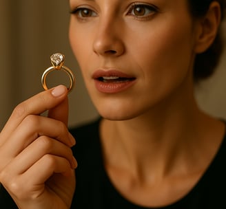 mujer mirando anillo
