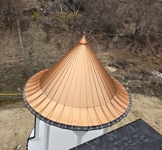 Copper Metal roofing system with integrated seamless gutters in Wayne, NJ
