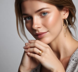 A collection of jewelry and accessories spread on a red velvet surface. Various items include earrings, rings, necklaces, and bracelets in different designs and colors such as silver, gold, and black. Some pieces have gemstone embellishments, while others have intricate metalwork.