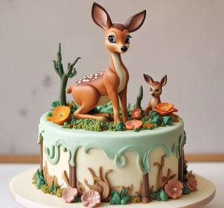 A decorative wedding cake features a topper with a figurine of a bride and groom. The cake is adorned with red and white flowers, gold detailing, and a personalized name plaque. The background shows a blurred, ornate setting with rich purple and gold hues.