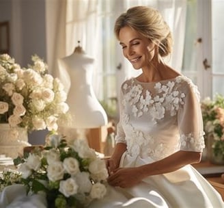 femme avec un bouquet de fleur