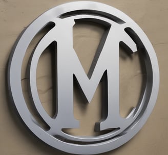 A metal sign with the letters oriented vertically against a clear blue sky. The letters appear to be arranged in an industrial style, attached to tall poles, suggesting a retro or vintage aesthetic.