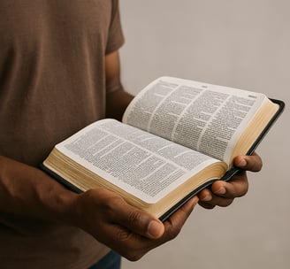 a man holding an open book