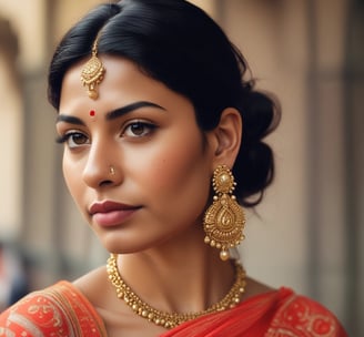 A collection of gold jewelry, including chains, rings, and bracelets, is artfully arranged on pieces of rough white stone. The jewelry features various designs and some pieces are adorned with small stones or beads. The backdrop is a neutral, warm beige color that complements the gold tones.
