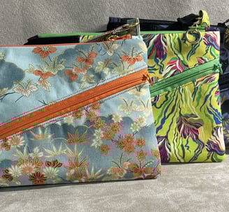 colorful small purses with diagonal front zipper pocket