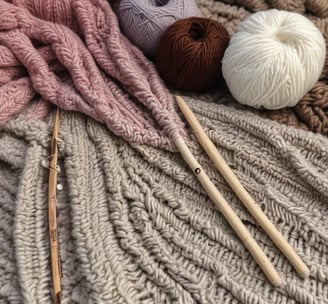 A rustic setup displaying a variety of yarns and woven textiles, with vibrant colors hanging from a tent. Basketfuls of colored yarns and wool are placed on the ground, and woven pieces are draped beside them. The ambiance suggests a traditional or artisanal craft setting.
