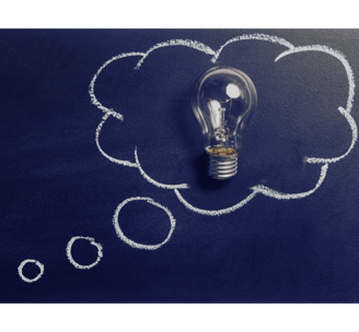 A lightbulb inside a thought bubble to show thinking about thoughts
