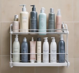 A store shelf filled with various health and wellness products, including lotions, creams, and lip balms. The shelf features brands like Charlotte's Web, Social, Joy, and Green Roads. Products are labeled with prices and organized neatly by brand. The shelf is painted in a light green color, complementing the packaging design of many products.