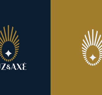 Luz & Axé logo and symbol applied on a gold and blue background