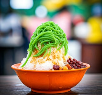 Chendol Ice; A southeeast asian shaved ice dessert